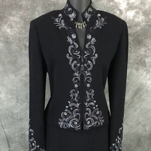 Stunning SJ Evening Size 6 Santana knit Jacket & Skirt set